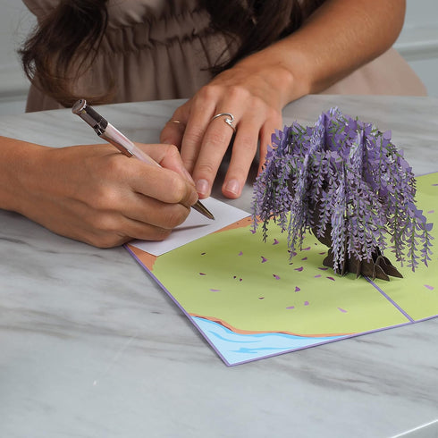 Paper Love 3D Wisteria Tree Pop-Up Cards - Gift for Birthday, Anniversary, Thank You, All Occasions - 5" x 7"