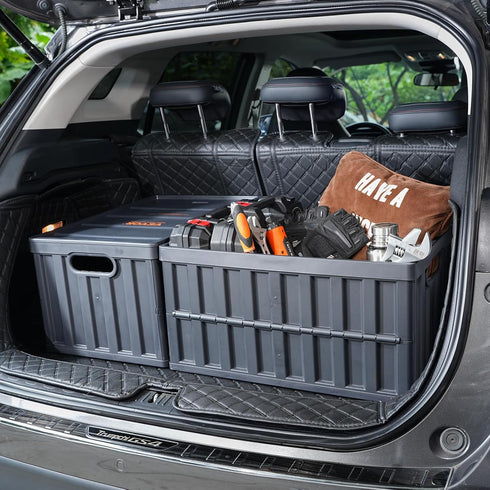 65L 3 Packs, VEVOR Collapsible Storage Bins with Lids Stackable Utility Crates with Handles, Large Folding Containers