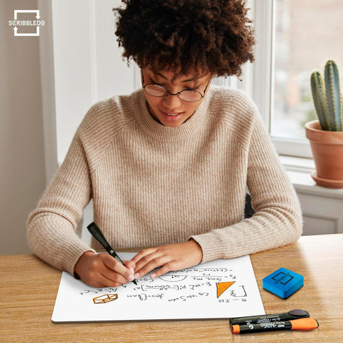 Scribbledo 11"x14” White Board, Mini Double Sided Dry Erase Board, Handheld Personal Whiteboards for Students, Small