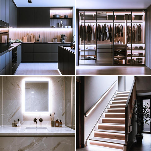 9.8Ft 90 Counter Closet echosari Battery Operated Motion Sensor Cabinet Strip Lights, LED Strip Light, Motion & Night