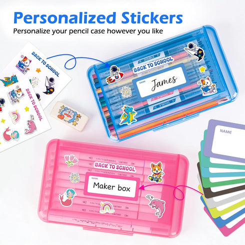 Double Layer Translucent Plastic Pencil Box,Hard Clear Pencil Case with Snap-Tight Lid for Pen, Pencils, School Office