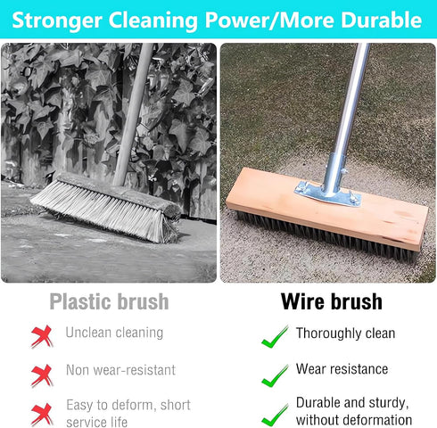 Enwomaty 62" Concrete Scrub Brush - Concrete Brush Wire Broom with Long Handle - Deck Brushes for Scrubbing Heavy Duty