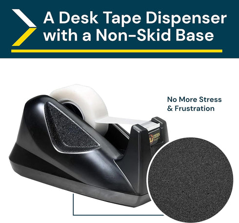 Excell Desk Tape Non-Skid Base Dispenser 3pc - Durable Plastic Tape Holder for Easy One Hand Use