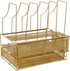 Martha Stewart Ryder Gold Mesh Metal Large Desktop Organizer - Paper File Letter Holder with Drawer