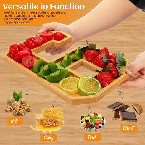TWEJMZU 4 2-0-2-6 12 Inch 2026 Graduation Charcuterie Numbers, Pcs Fillable Wooden Tray, Divided Appetizer Cheese Board
