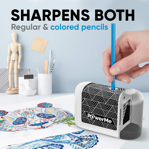 Electric Pencil Sharpener - Battery Powered, Ideal for Kids, School, Home, Office, Classroom, Artists Colored Pencils