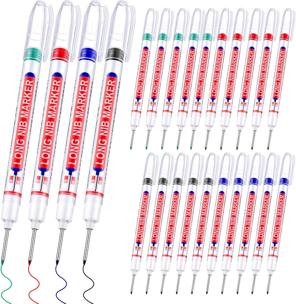 Multi-purpose Deep Hole Marker Pens, Long Deep Nib Colorful Waterproof Carpenter Pens for Construction, Woodworking (36