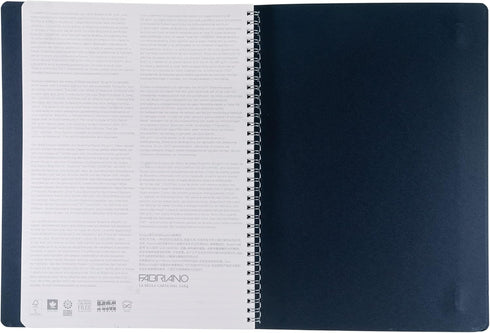 Fabriano Ecoqua Plus Hidden Spiral-Bound Notebook, A4, Lined, 8.3" x 11.7", Navy