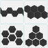 Navaris Hexagon Felt Board Tiles - Set of 6 Notice Memo Bulletin Boards with Push Pins, 5.9 x 7 inches (Dark Grey)