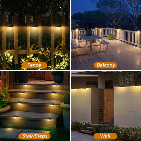 8 Pack btfarm Solar Deck Lights Outdoor Waterproof, Retro LED Patio Lights Solar Powered, Solar Fence Light for Outside