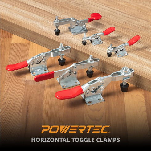 POWERTEC 4PK Toggle Clamp, 60 lbs Capacity, 201 Quick Release Horizontal Clamps for Woodworking Jigs