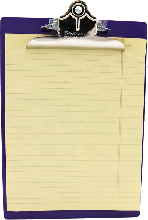 Saunders 21606 Recycled Plastic Clipboard with Ruler Edge, 8 1/2 x 12 Sheets, 1" Clip Cap, Purple