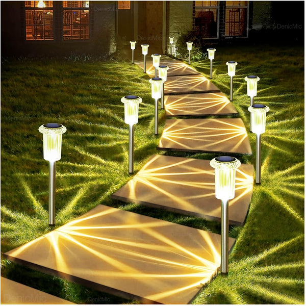 DenicMic Solar Lights Outdoor 10 Pack Waterproof 3000K Warm White LED Stainless