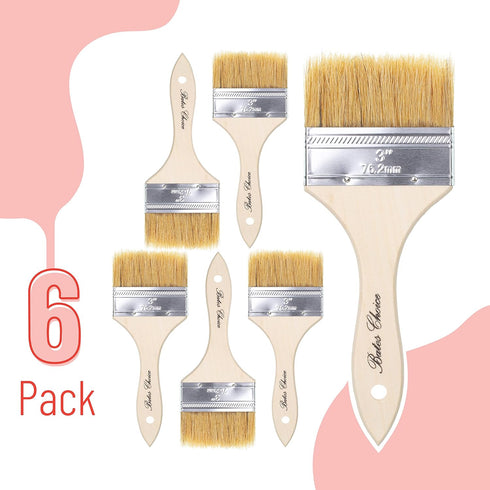 Bates- Chip Paint Brushes, 3 Inch, 6 Pack, Chip Brush, Brushes for Painting, Paint Brushes, Stain Brushes for Wood, Natural Bristle Paint Brush, 3 Inch Paint Brush, Chip Paint Brushes for Paint by Bates Choice Pro