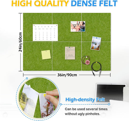 Felt Cork Board Tiles - 6 Packs 12" x 12" Self Adhesive Cork Bulletin Board with 60 Pushpins