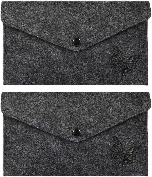 File Folder Butterfly Carved Felt Storage Case Bag, Utility Felt Bags for Document Holder, 2 Pack