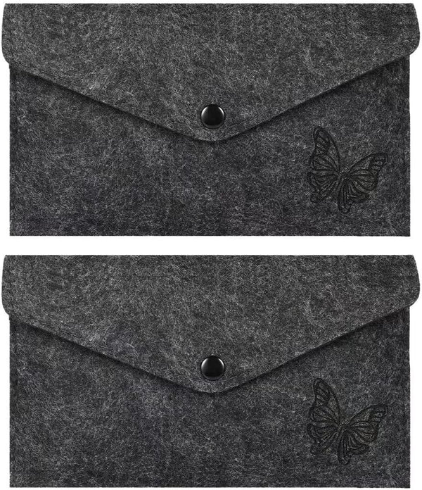 File Folder Butterfly Carved Felt Storage Case Bag, Utility Felt Bags for Document Holder, 2 Pack