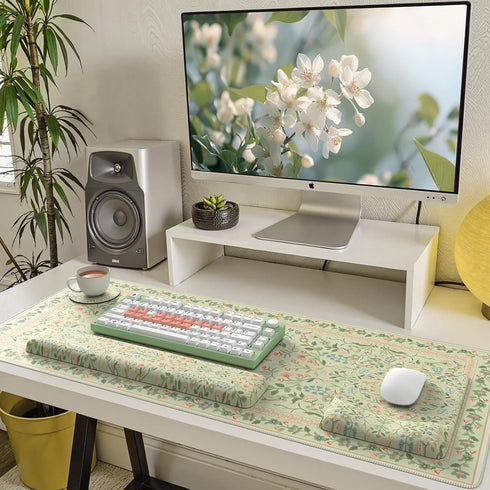 iCasso Set,Ergonomic Mouse Pad with Wrist Rest,Large Desk Mat Keyboard Pad with Wrist Support,Non-Slip Mouse Mat