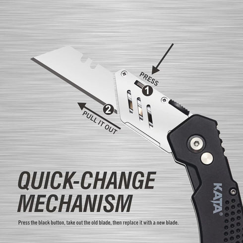 KATA 3-Pack Heavy Duty Box Cutter, Folding Utility Knife with Zinc Alloy Body, Extra 12pc Blades
