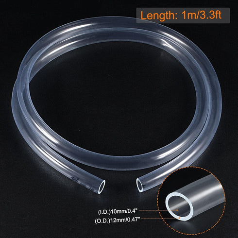 TOP-VIGOR 10mm ID 12mm OD PVC Clear Vinyl Tubing, 1M Length Food Grade Flexible Water Pipe, Plastic Tube for Transfer Water, Oil, Air, Powders & Fine Granules