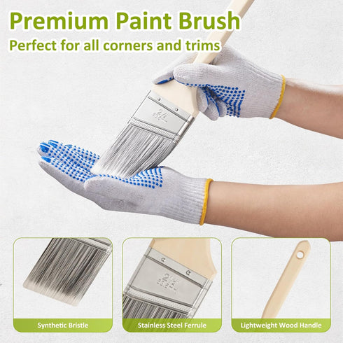 HOUIT Set, House Paint Roller Kit with Extension Pole, Home Wall Painting Supplies with Paint Brush, Paint Tray