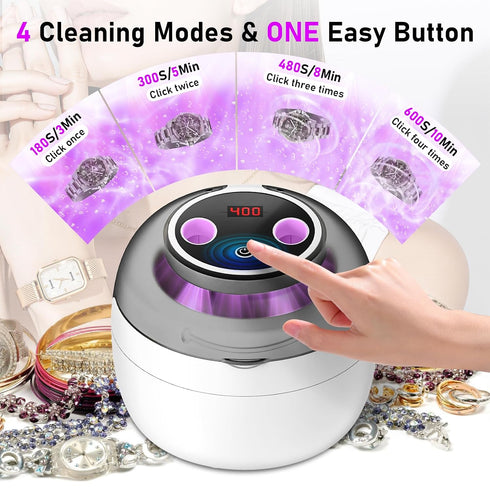 Yaofafa 45KHz 4 360 Ultrasonic Jewelry Cleaner | Ultrasonic Cleaner Machine with Modes & Digital Timer Display |