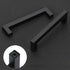 Matte Black Cabinet Pulls, Square Drawer Handles, 5 Pack 3-3/4 Inch Stainless Steel Kitchen Hardware, 96mm Hole Centers