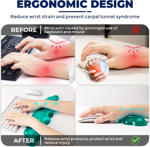 Gel Cloud Keyboard & Mouse Wrist Rest Set - Ergonomic Cloud Keyboard Wrist Pad & Mouse Support for Office Gaming