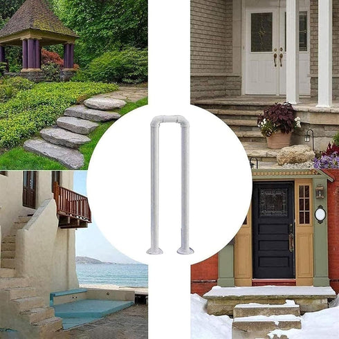 PAUANI Guardrail(White,35cm) Industrial U-Shaped Stair Handrail - Safety Transitional Step Non-Slip Stairs Railing