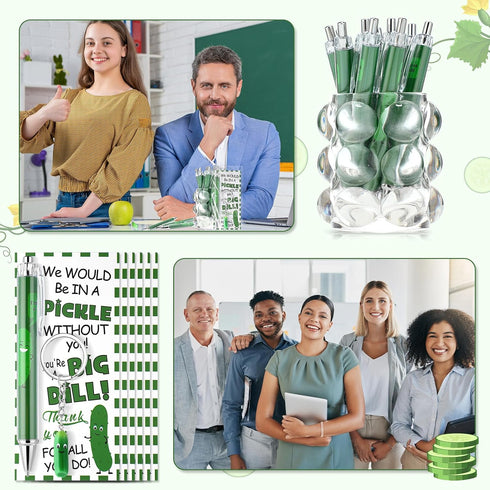 Sayglossy 50 Set Employee Appreciation Gifts Bulk Christmas Pickle Keychain for Coworker with Thank You Cards Fancy