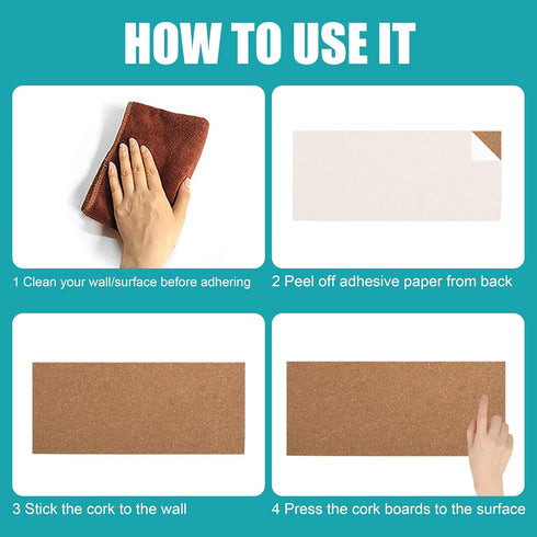 SUNGIFT Cork Bulletin Board 1/2" Thick 6 Pack Frameless Cork Tiles 17 x 8 Inch with 50 PCS Pushpins