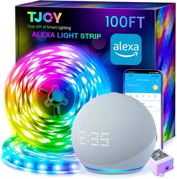 TJOY 100ft Smart Led Strip Lights for Bedroom, Work with Alexa, RGB