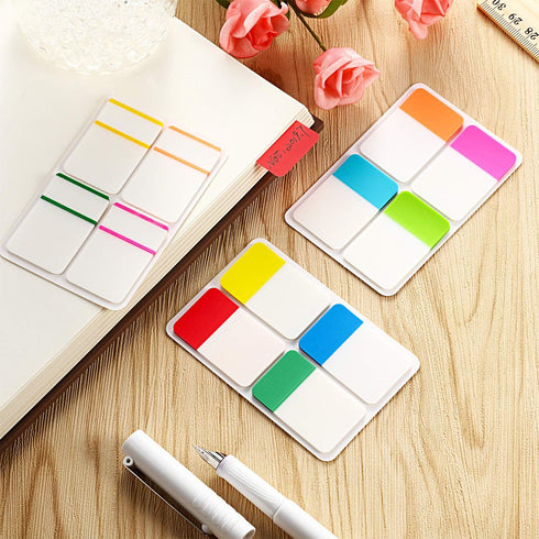 Jovitec 800 Pieces Sticky Index Tabs, 1 Inch and 2 Inch Writable Repositionable Color Tabs for Filing