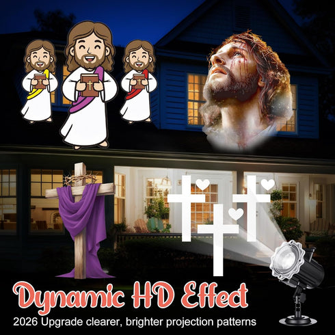 Grinsvalley 6 Easter Projector Light Outdoor LED Passover Projector Light with Film Slide Holiday Waterproof Landscape