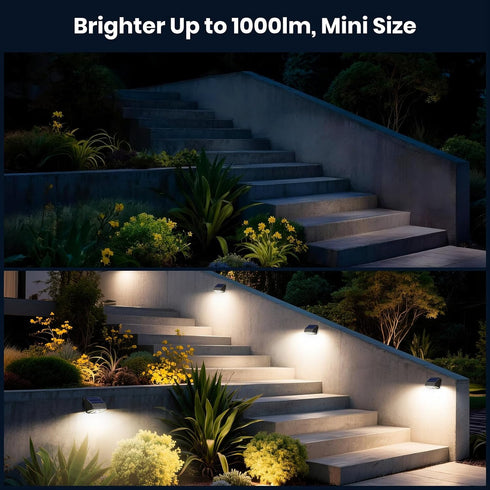 4000K 3000K 1000LM 1pcs Solar Fence Light Outdoor, Solar Wall Lights with Motion Sensor, Small Solars Light for Deck
