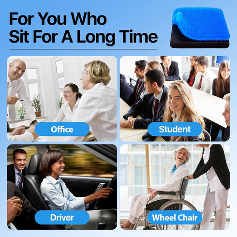 OMCOZY Gel Seat Cushion, Cooling seat Cushion (Super Large & Thick), Breathable Honeycomb Design Absorbs Pressure