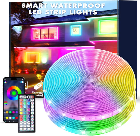 aiicrgb 100FT Outdoor RGB LED Strip Lights, IP68 Music Sync Led Lights with