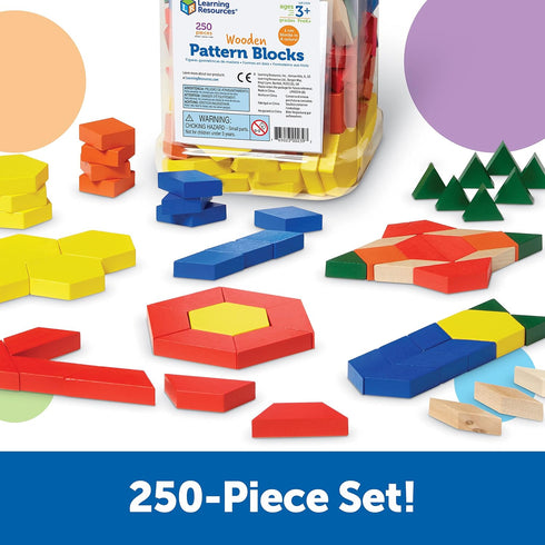 Learning Resources Wooden Pattern Blocks - Educational Toys and Tangram Puzzle Manipulatives for Kindergarten, Early