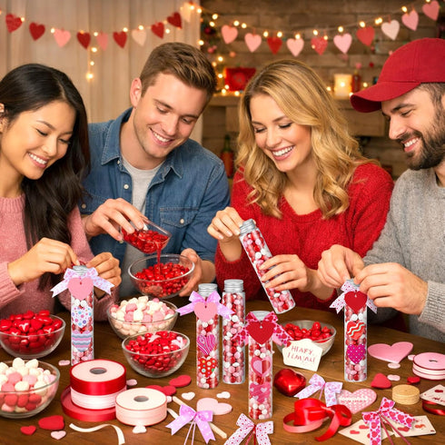 16 Set 5.9 Inch 4 oz Honeydak Mother'S Day Candy Container Heart Candy Tubes Clear Empty Hot Chocolate Tubes with Screw