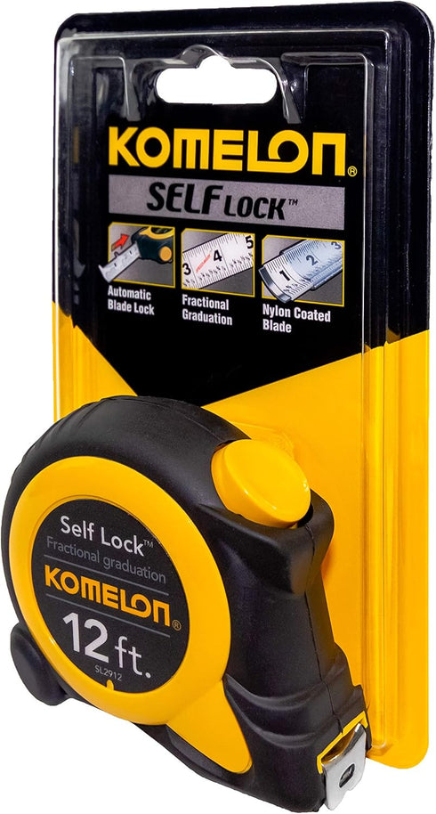 Komelon SL2912; 12' x 5/8" Self-Lock Speed Mark Tape Measure, Yellow, 12ft - Blade by Komelon