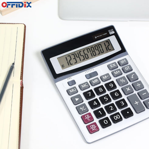 OFFIDIX Large Key Calculators, Office Desktop Calculator, Dual Power Electronic, 12 Digit Large LCD Display for Daily