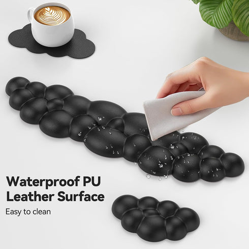 Set, TECKNET Cloud Keyboard Wrist Rest Cloud Wrist Rest with Non-Slip Base, PU Leather Wrist Pad for Keyboard