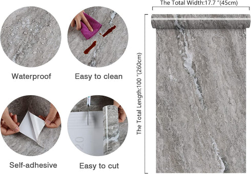 Marble Countertop Contact Paper 17.7x100 Inch Marble Wallpaper Peel and Stick Countertops for Kitchen Waterproof Removable Counter Top Stick Paper for Cabinets Shelf Liner Furniture Table by CHIHUT