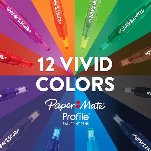 Paper Mate Profile Retractable Ballpoint Pen, Medium Point (1.0mm), Red, 12 Count