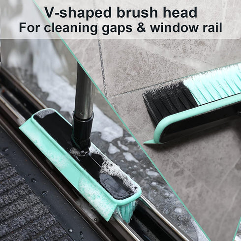 RarefRoom Grout Cleaner Brush with Long Handle, V-Shaped Floor Scrub Brush Swivel Grout Brush Stiff Bristle Floor Grout