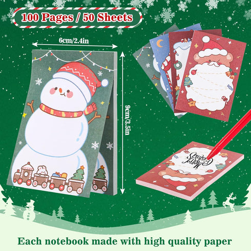 Whaline Christmas Notepad Set, 24Pcs with Gel Ink Pens, Self-Stick Notes, Office Supplies
