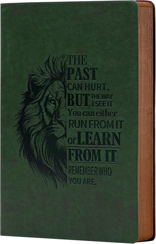 MINICAGIE Leather Journal for Men, Soft Cover, 256 Pages Lined Notebook for Writing, A5 Lion Journaling Notebooks,