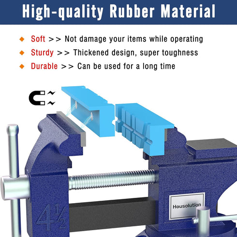 4 Inch Magnetic Vise Jaw Pads Covers, 1 Pair Universal Jaw Pads with Multiple Angle Grooves Design