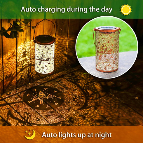 Cardinal Solar Lanterns Outdoor Waterproof Hanging Solar Lights Cardinal Gifts for Women Men Metal Bird Decorative LED