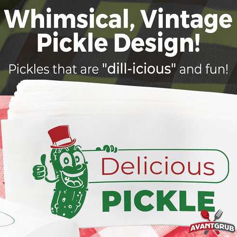 Durable Retro Design 6.5 in Dill Pickle Bag 75 Pack - Vintage Paper Snack Sacks for Fundraiser or Concession Stand
